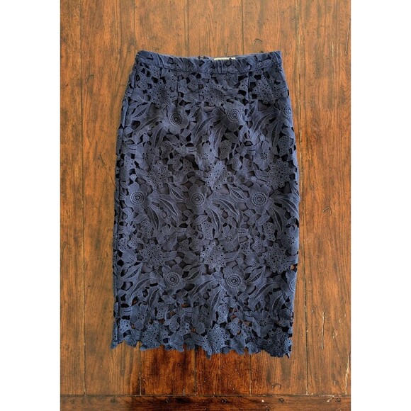 Rachel Parcell RP Blue Lace Pencil Straight Skirt Small Midi - Picture 1 of 10